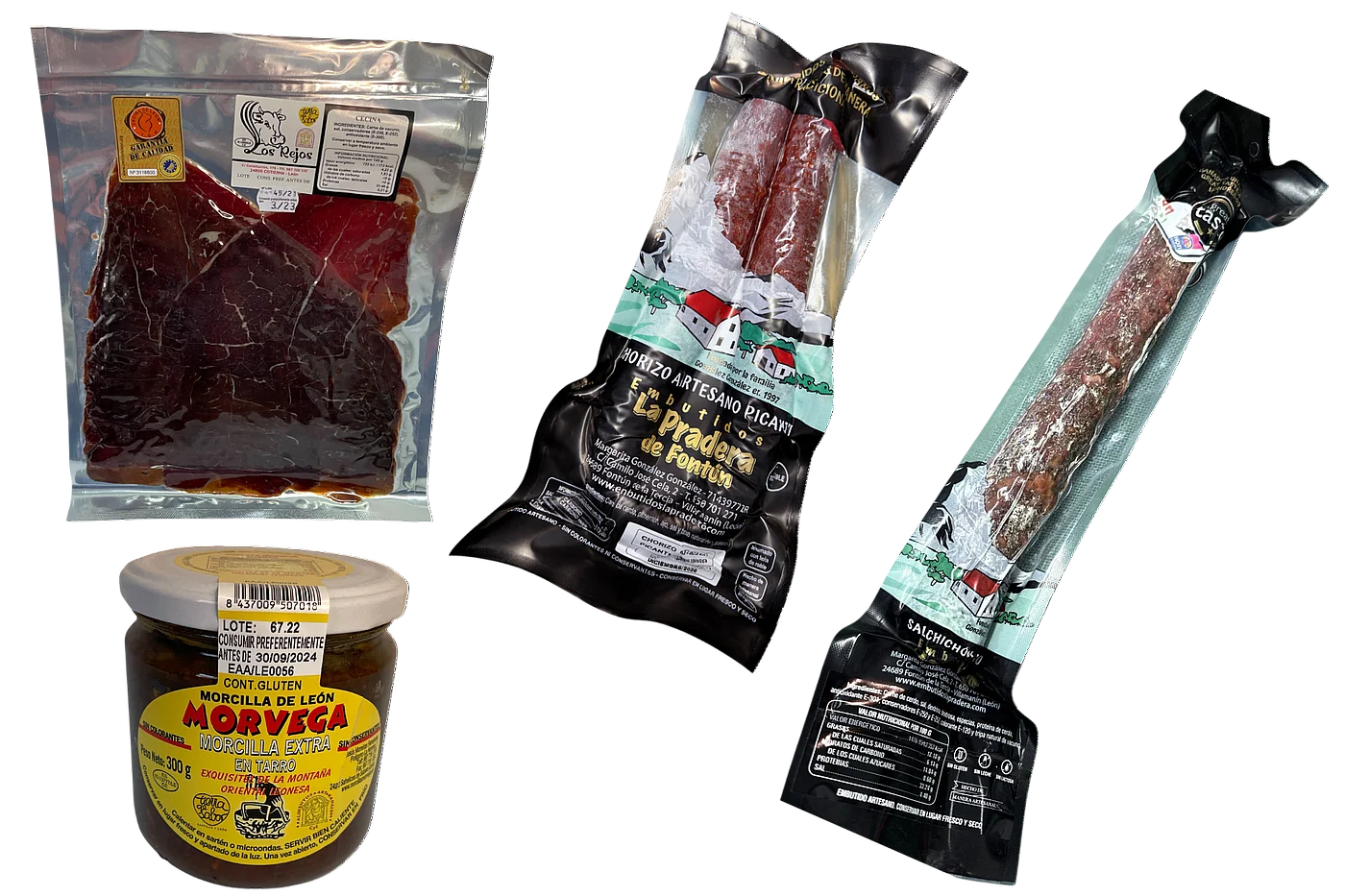 Cecina de León y morcilla leonesa en tarro, embutidos curados artesanos